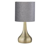 First Choice Lighting Romana - Antique Brass Touch Operated Table Lamp With Glitter Shade