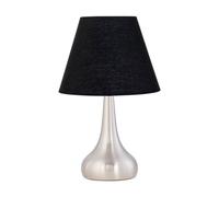 First Choice Lighting Romana - Brushed Chrome Touch Operated Table Lamp With Black Shade
