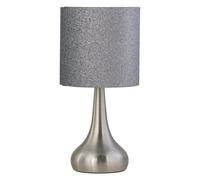 First Choice Lighting Romana - Brushed Chrome Touch Operated Table Lamp With Glitter Shade