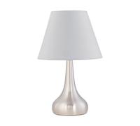 First Choice Lighting Romana - Brushed Chrome Touch Operated Table Lamp With Ivory Shade