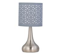 Romana - Brushed Chrome Touch Table Lamp with Grey Laser Cut Shade