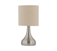 Romana - Brushed Chrome Touch Table Lamp with Natural Linen Shade