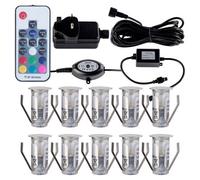 First Choice Lighting Set Of 10 - 15mm Ip67 Colour Changing Led Decking Kit With Photocell