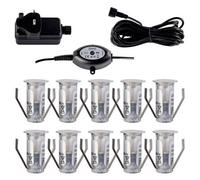 First Choice Lighting Set Of 10 - 15mm Ip67 Warm White Led Decking Kit With Photocell