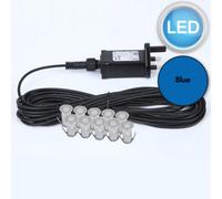 First Choice Lighting Set Of 10 15mm Round Stainless Steel Ip67 Blue Led Plinth Decking Kit