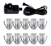 firstchoicelighting Set of 10-15mm LED Decking Plinth Ground Light Kit, Stainless Steel, Cool White 6500K, IP67 Waterproof Recessed Outdoor Garden Bathroom Kitchen