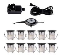 firstchoicelighting Set of 10-30mm LED Decking Plinth Ground Light Kit with Dusk Dawn Sensor, Black Bezel, Cool White 6500K, IP67 Waterproof Recessed Outdoor Garden Bathroom Kitchen