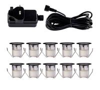 Set of 10 - 30mm Black Rim IP67 Warm White LED Decking Kit First Choice Lighting Black One Size