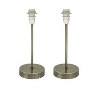 First Choice Lighting Set of 2 Antique Brass Stick Table Lamps Base Only in Bronze First Choice Lighting Bronze