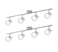 First Choice Lighting Set of 2 Apollo - Polished Chrome 4 Way Adjustable LED Spotlights in Silver First Choice Lighting Silver