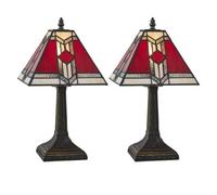 First Choice Lighting Set Of 2 Avon - Tiffany Coloured Glass 39Cm Table Lamps