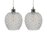 First Choice Lighting Set of 2 Baine - Clear Textured Glass Easy Fit Pendant Shades First Choice Lighting Clear