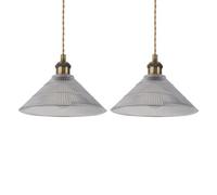 First Choice Lighting Set Of 2 Barnes - Antique Brass Braided Pendants With Fluted Shade