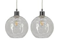 firstchoicelighting Set of 2 Glass Easy Fit Ceiling Lightshades or Pendant Shades, Clear Dimpled Glass, Height 18cm Diameter 20cm