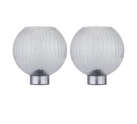 firstchoicelighting Set of 2 Battery Operated Table Lamps or Bedside Lights, Chrome with Clear Ribbed Glass, 2W S14 Bulb Included, 22cm Height