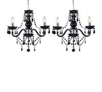 First Choice Lighting Set of 2 Black & Chrome Marie Therese Style 3 x 40W Chandelier First Choice Lighting Black