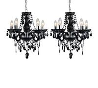 First Choice Lighting Set of 2 Black & Chrome Marie Therese Style 5 x 40W Chandelier First Choice Lighting Black
