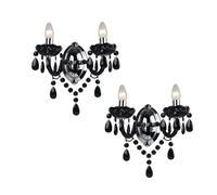 First Choice Lighting Set of 2 Black & Chrome Marie Therese Style 2 x 40W Wall Light First Choice Lighting Black