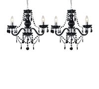 First Choice Lighting Set of 2 Black & Chrome Marie Therese Style 3 x 40W Chandelier First Choice Lighting Black