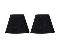 Set of 2 Black Cotton 20cm Diameter Tapered Fabric Lamp Shades