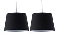 First Choice Lighting Set Of 2 Black Cotton 23Cm Tapered Cylinder Pendant Or Lamp Shades