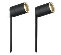 First Choice Lighting Set Of 2 Blaze Black Outdoor Spike Lights