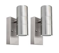 First Choice Lighting Set of 2 Blaze - Marine Grade Stainless Dusk Dawn Sensor Wall Lights in Silver First Choice Lighting Silver