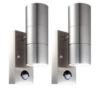 First Choice Lighting Set of 2 Blaze - Marine Grade Steel Motion Sensor Wall Lights in Silver First Choice Lighting Silver