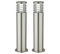 First Choice Lighting Set of 2 Bloom - Brushed Stainless Steel Outdoor Post Lights in Silver First Choice Lighting Silver