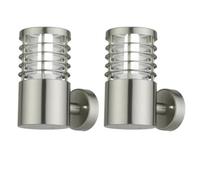First Choice Lighting Set Of 2 Bloom Brushed Stainless Steel Outdoor Wall Lights