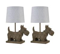 First Choice Lighting Set Of 2 Bonnie - Scottie Dog Table Lamps With Oatmeal Linen Shade