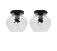 First Choice Lighting Set of 2 Bradson - Clear Swirl Glass Black Ceiling Lights First Choice Lighting Clear