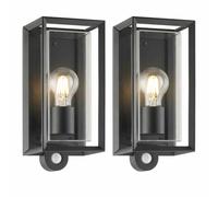 First Choice Lighting Set of 2 Brandon Black Outdoor Motion Sensor IP44 Security Wall Light First Choice Lighting Black