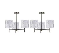 First Choice Lighting Set of 2 Brea - Antique Brass 3 Light Fittings with White Fern Shades in Gold First Choice Lighting Gold