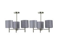 First Choice Lighting Set Of 2 Brea - Antique Brass Light Fittings & Silvery Glitter Shades