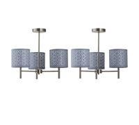 First Choice Lighting Set of 2 Brea - Antique Brass Light Fittings with Grey Cut Out Shades in Gold First Choice Lighting Gold