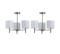 First Choice Lighting Set Of 2 Brea - Antique Brass Light Fittings With White Cut Out Shades