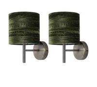 First Choice Lighting Set Of 2 Brea - Antique Brass Wall Lights With Green Velvet Shades