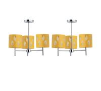First Choice Lighting Set of 2 Brea - Chrome 3 Light Fittings with Ochre Fern Shades in Silver First Choice Lighting Silver