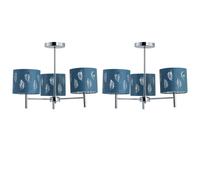 First Choice Lighting Set of 2 Brea - Chrome 3 Light Fittings with Teal Fern Shades in Silver First Choice Lighting Silver