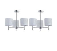 First Choice Lighting Set Of 2 Brea - Chrome 3 Light Fittings With White Cut Out Shades