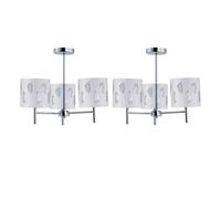 First Choice Lighting Set Of 2 Brea - Chrome 3 Light Fittings With White Fern Shades