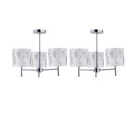 First Choice Lighting Set of 2 Brea - Chrome 3 Light Fittings with White Fern Shades in Silver First Choice Lighting Silver