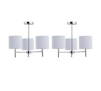 First Choice Lighting Set Of 2 Brea - Chrome 3 Light Fittings With White Pleated Shades