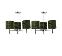 First Choice Lighting Set Of 2 Brea - Chrome Light Fittings With Green Velvet Shades