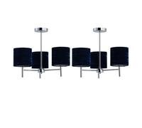 First Choice Lighting Set Of 2 Brea - Chrome Light Fittings With Navy Blue Velvet Shades