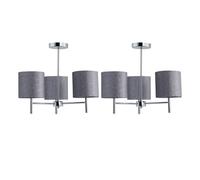 First Choice Lighting Set Of 2 Brea - Chrome Light Fittings With Silvery Grey Glitter Shades
