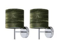 First Choice Lighting Set of 2 Brea - Chrome Wall Lights with Green Crushed Velvet Shades in Silver First Choice Lighting Silver