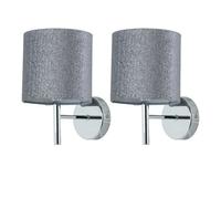First Choice Lighting Set Of 2 Brea - Chrome Wall Lights With Silvery Glitter Shades