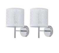 First Choice Lighting Set Of 2 Brea - Chrome Wall Lights With White Cut Out Shade